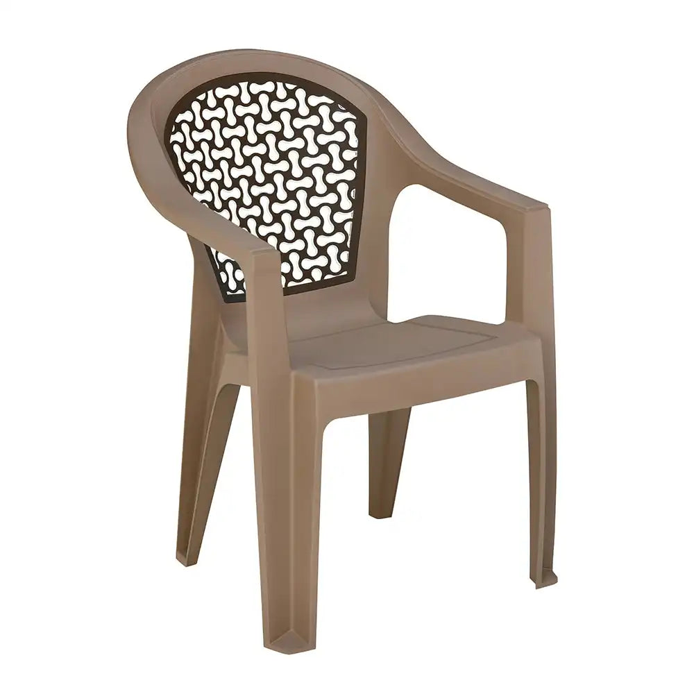 Nilkamal Paradise Plastic Arm Chair (Ratian Dark Beige, Season Rust Brown & Ivory) - Nilkamal | VK Furniture & Electronics Mangalore