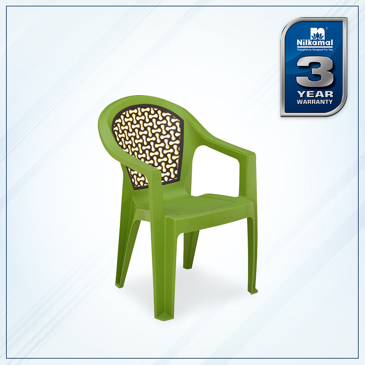 Nilkamal Paradise Plastic Arm Chair (Lush Green, Season Rust Brown & Mustard Yellow) - Nilkamal | VK Furniture & Electronics Mangalore