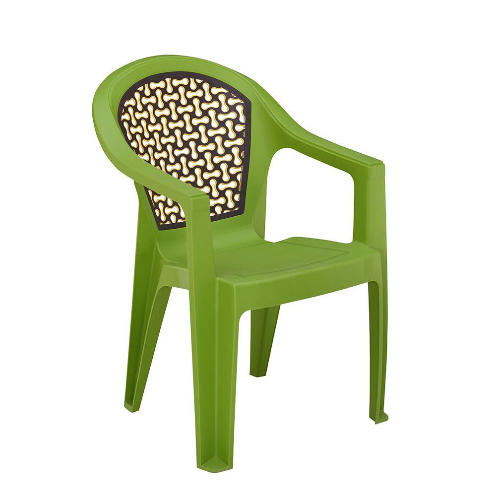 Nilkamal Paradise Plastic Arm Chair (Lush Green, Season Rust Brown & Mustard Yellow) - Nilkamal | VK Furniture & Electronics Mangalore