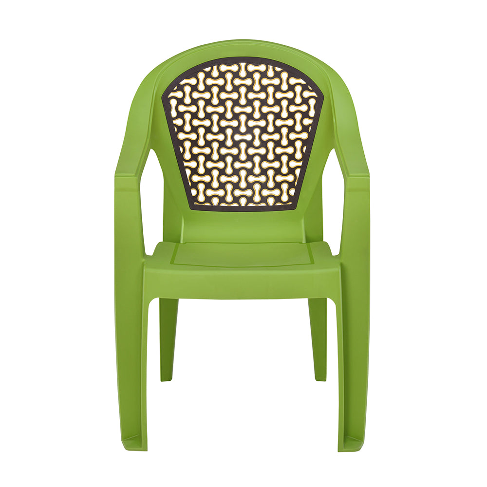 Nilkamal Paradise Plastic Arm Chair (Lush Green, Season Rust Brown & Mustard Yellow) - Nilkamal | VK Furniture & Electronics Mangalore