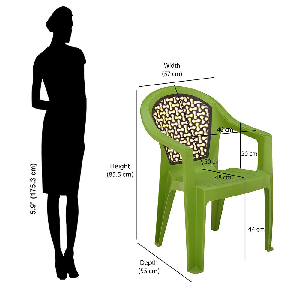 Nilkamal Paradise Plastic Arm Chair (Lush Green, Season Rust Brown & Mustard Yellow) - Nilkamal | VK Furniture & Electronics Mangalore