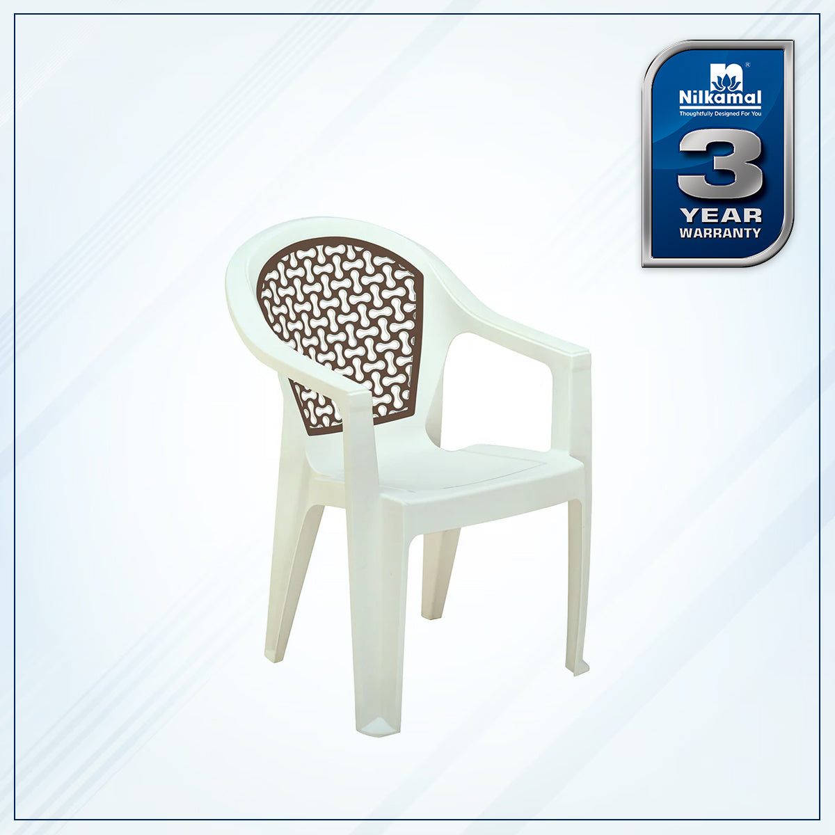 Nilkamal Paradise Plastic Arm Chair (Cream & Rattan Dark Beige) - Nilkamal | VK Furniture & Electronics Mangalore
