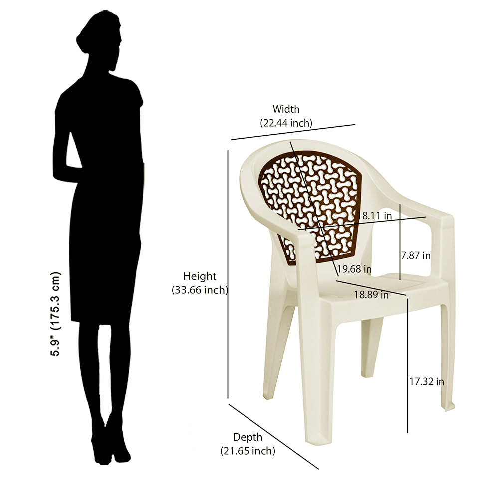 Nilkamal Paradise Plastic Arm Chair (Cream & Rattan Dark Beige) - Nilkamal | VK Furniture & Electronics Mangalore