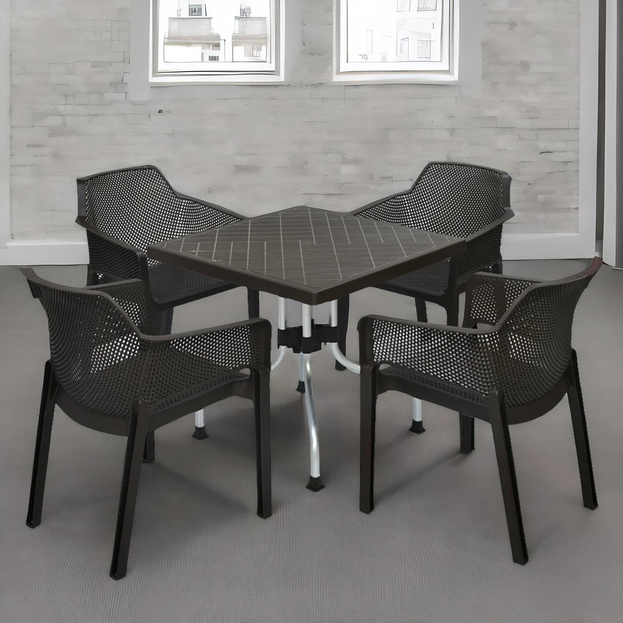 Nilkamal Orchid Captain 1 + 4 Chair Dining Set (Rust Brown) — Nilkamal | VK Furniture Mangalore