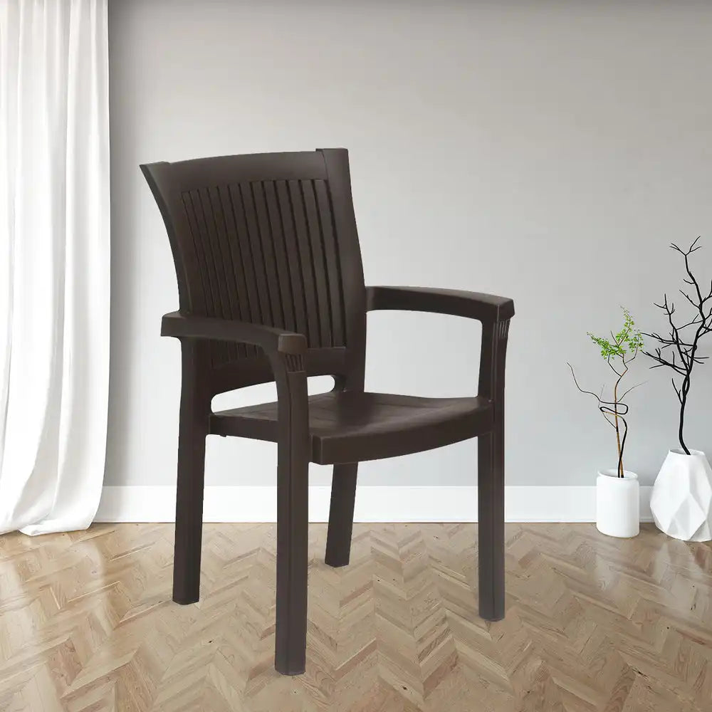 NILKAMAL PLATINUM PLASTIC ARM CHAIR (SEASON RUST BROWN) — Nilkamal | VK Furniture Mangalore