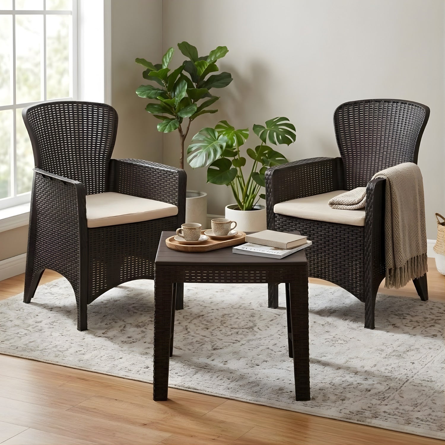 Nilkamal Breeze 2 Seater Balcony Sofa set with Center Table with Glass