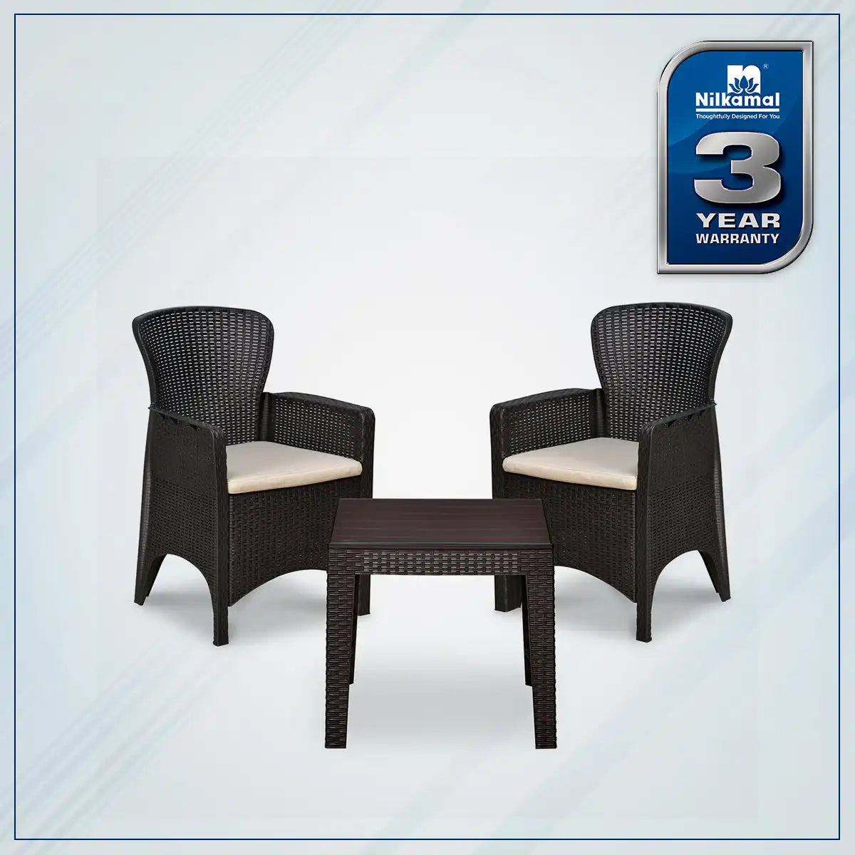 Nilkamal Breeze 2 Seater Balcony Sofa set with Center Table with Glass