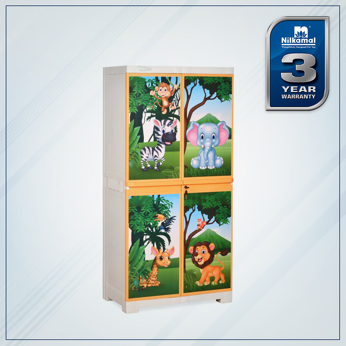 Nilkamal FMM Jungle Theme Mini Cabinet (Beach & Pastel Orange) - Nilkamal | VK Furniture & Electronics Mangalore