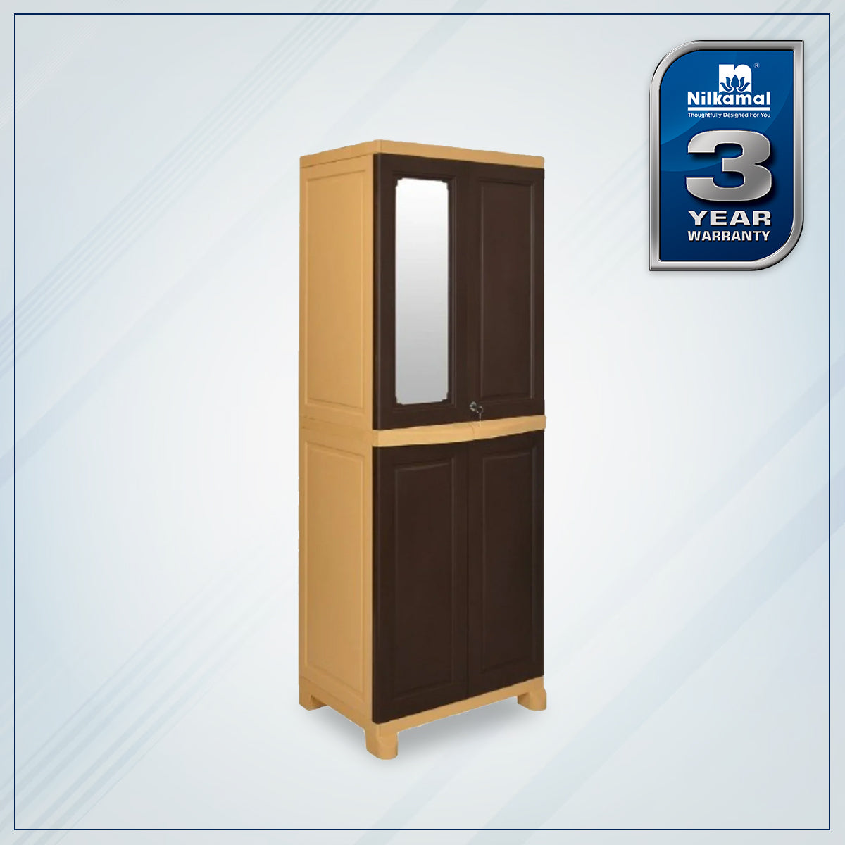 Nilkamal Freedom Big 1 (FB1M) Plastic Storage Cabinet with Mirror (Weather Brown & Biscuit) - Nilkamal | VK Furniture & Electronics Mangalore