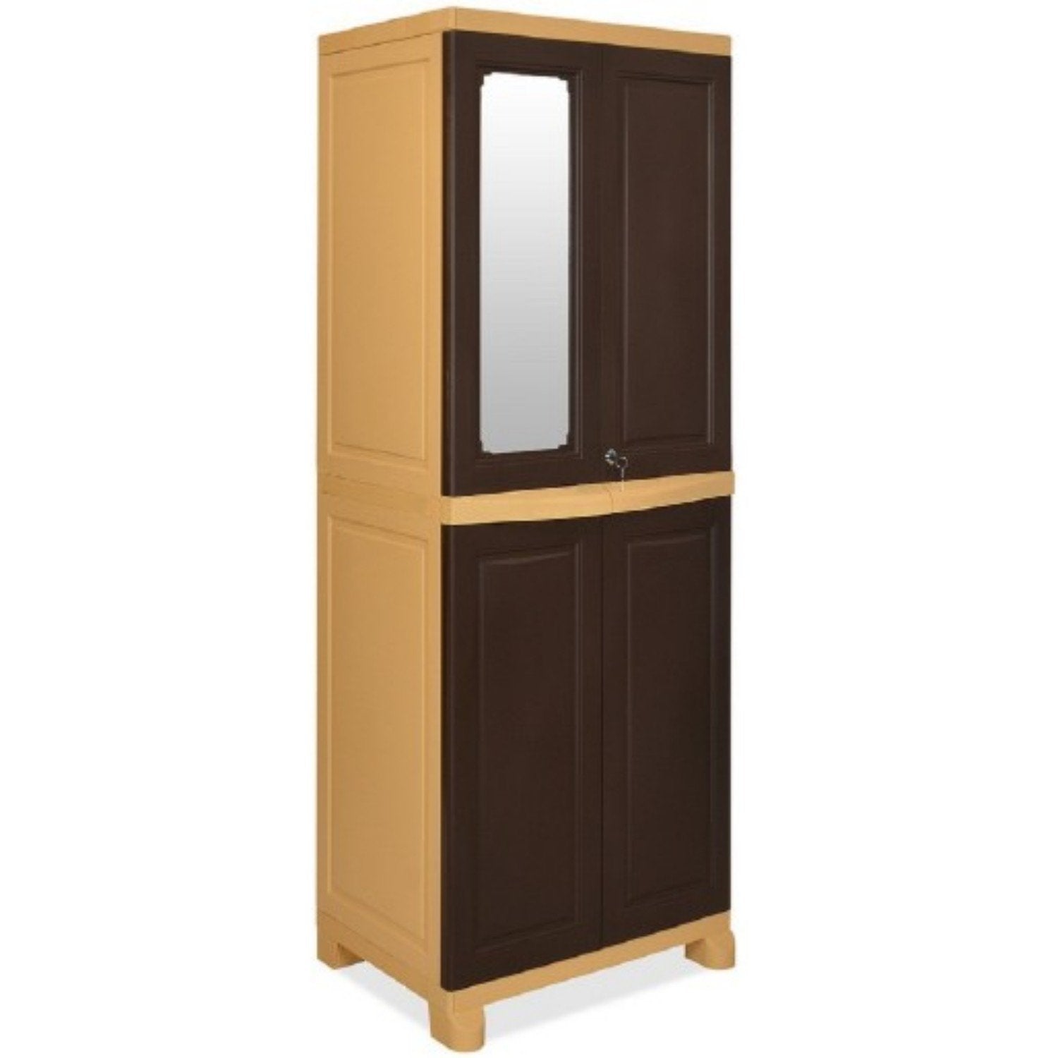 Nilkamal Freedom Big 1 (FB1M) Plastic Storage Cabinet with Mirror (Weather Brown & Biscuit) - Nilkamal | VK Furniture & Electronics Mangalore