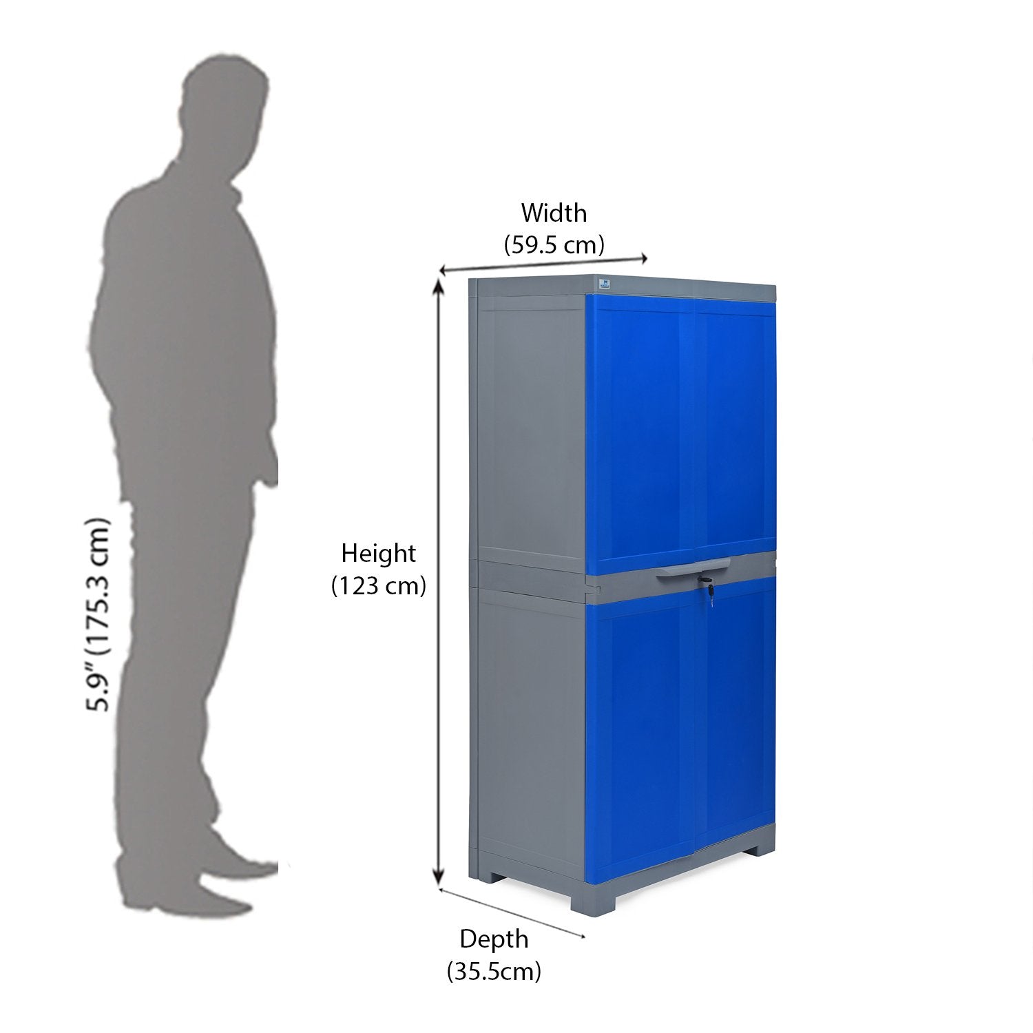 Nilkamal Freedom Mini Medium (FMM) Plastic Storage Cabinet (Deep Blue / Grey) - Nilkamal | VK Furniture & Electronics Mangalore