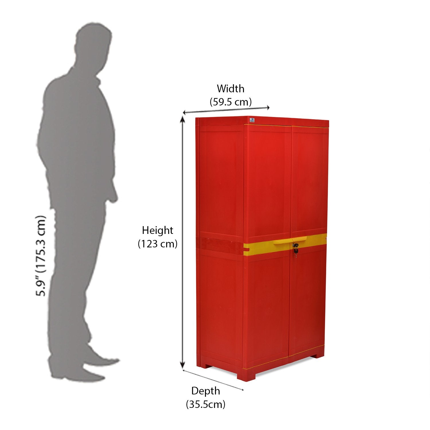Nilkamal Freedom Mini Medium (FMM) Plastic Storage Cabinet (Bright Red / Yellow) - Nilkamal | VK Furniture & Electronics Mangalore