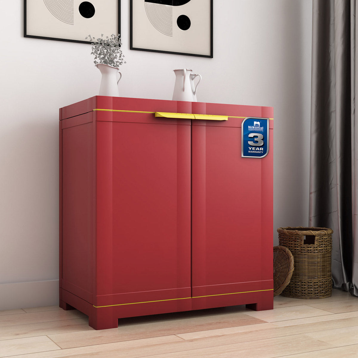 Nilkamal Freedom Mini Small (FMS) Plastic Storage Cabinet (Bright Red / Yellow) — Nilkamal | VK Furniture Mangalore