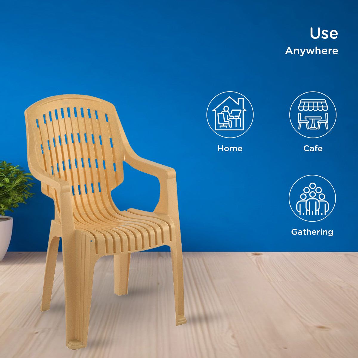 Nilkamal CHR2230 Plastic Arm Chair (Marble Beige) - Nilkamal | VK Furniture & Electronics Mangalore