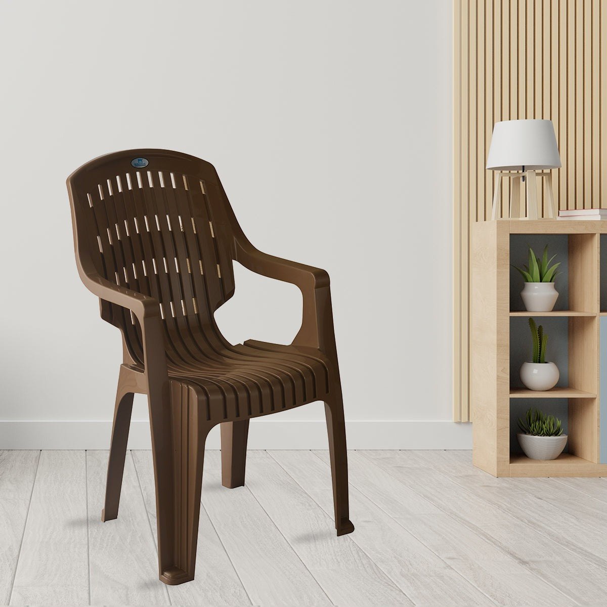 Nilkamal CHR2230 Plastic Arm Chair (Rattan Dark Beige) - Nilkamal | VK Furniture & Electronics Mangalore