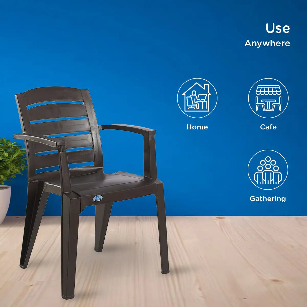 Nilkamal CHR2135 Plastic Arm Chair (Weather Brown) - Nilkamal | VK Furniture & Electronics Mangalore