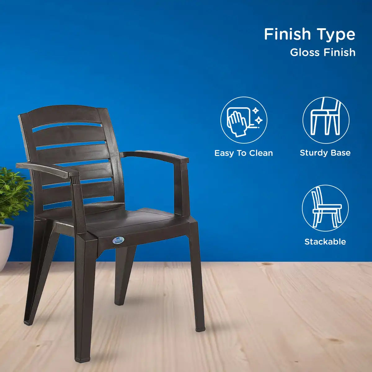 Nilkamal CHR2135 Plastic Arm Chair (Weather Brown) - Nilkamal | VK Furniture & Electronics Mangalore