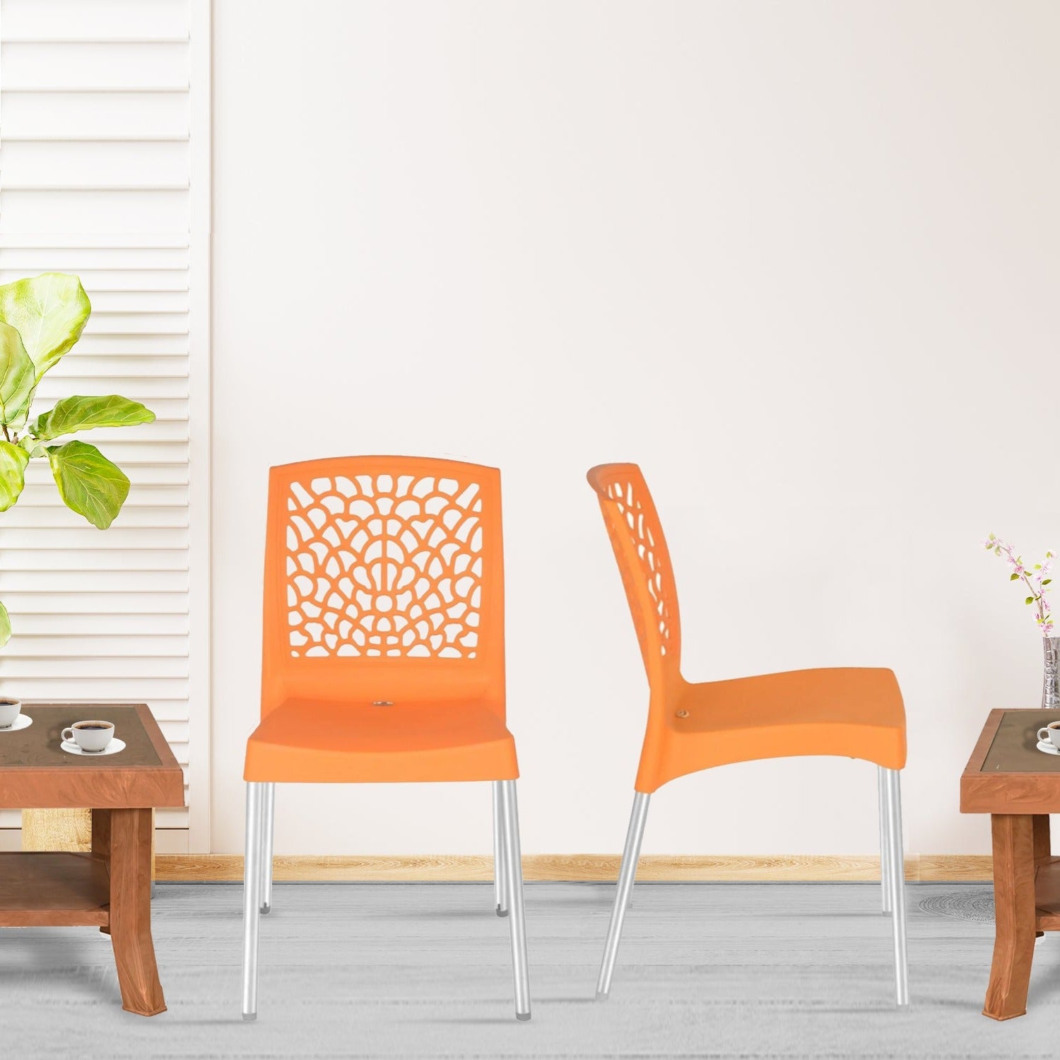 Nilkamal Novella 19 Plastic Armless Chair (Orange) - Nilkamal | VK Furniture & Electronics Mangalore
