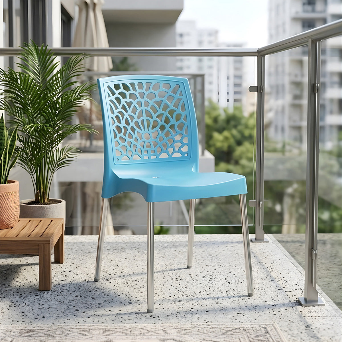 NILKAMAL NOVELLA 19 PLASTIC ARMLESS CHAIR (CELESTE BLUE) — Nilkamal | VK Furniture Mangalore