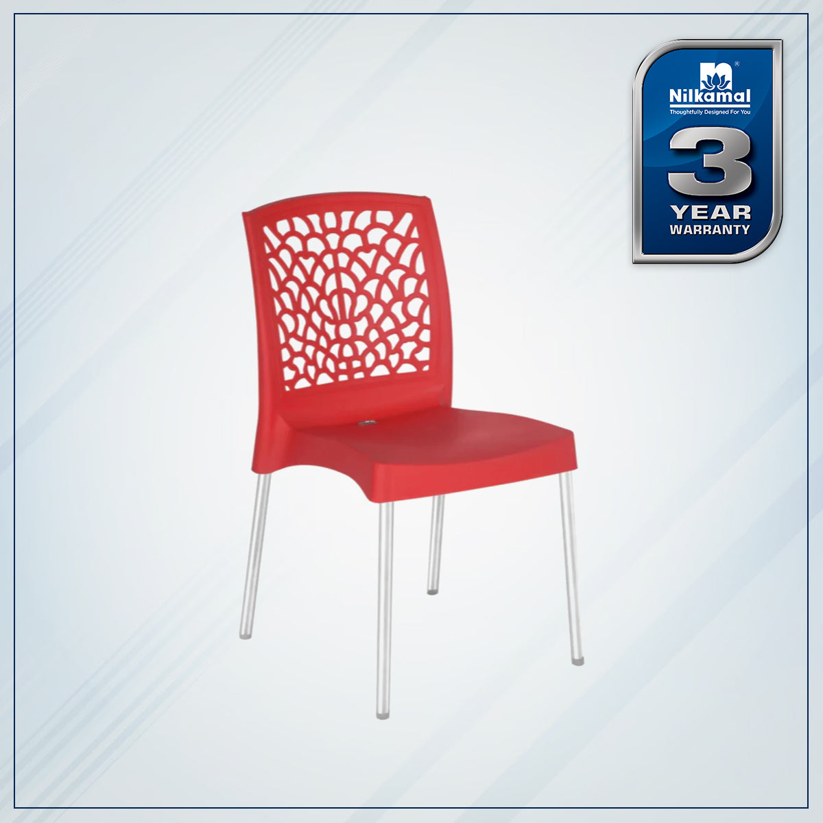 Nilkamal Novella 19 Plastic Armless Chair (Bright Red) - Nilkamal | VK Furniture & Electronics Mangalore