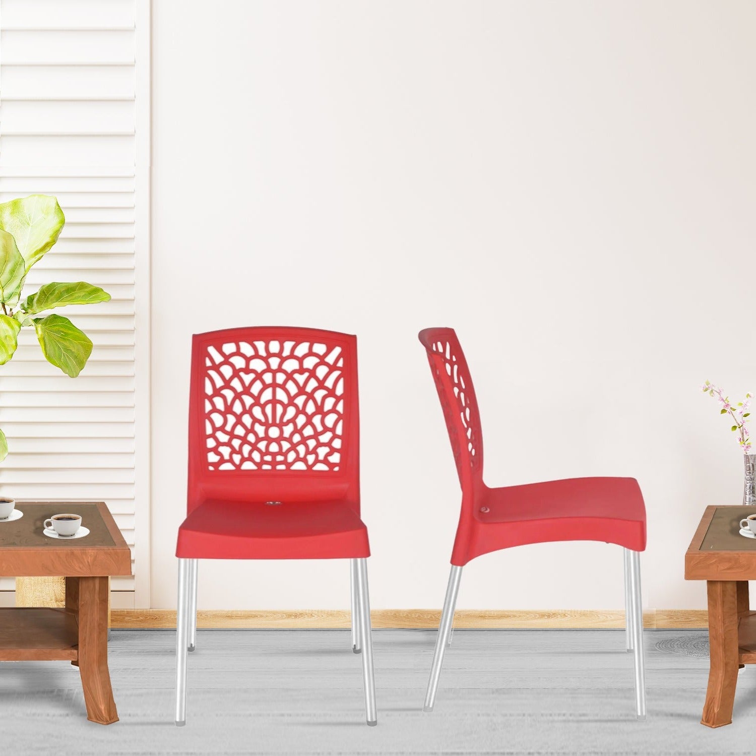 Nilkamal Novella 19 Plastic Armless Chair (Bright Red) - Nilkamal | VK Furniture & Electronics Mangalore
