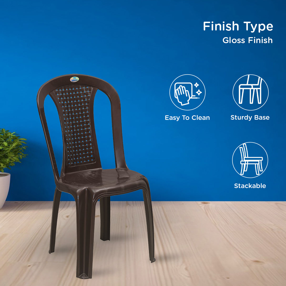 Nilkamal CHR4002 Plastic Armless Chair (Weather Brown) - Nilkamal | VK Furniture & Electronics Mangalore