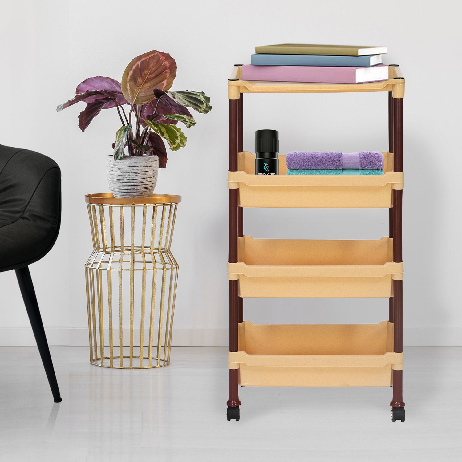 Nilkamal Trolley 23 (Maroon and Marble Beige) — Nilkamal | VK Furniture Mangalore