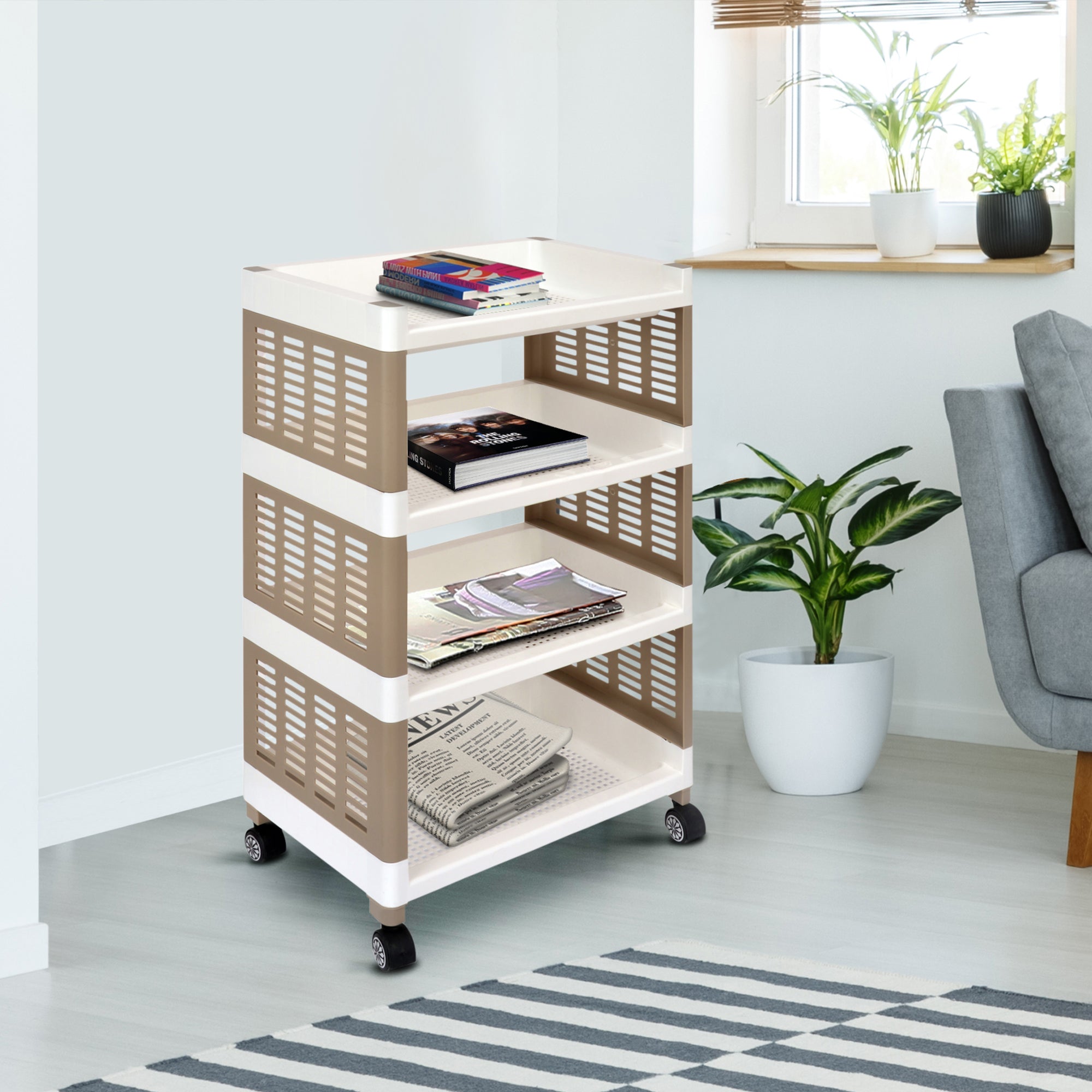Nilkamal Trolley 25 (Milky White / Taupe Plaza) — Nilkamal | VK Furniture Mangalore