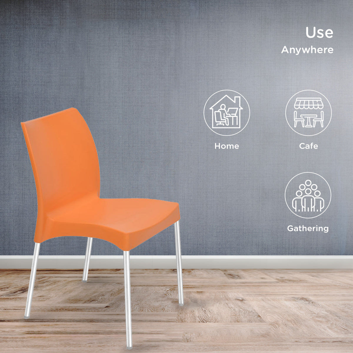 Nilkamal Novella 07 Plastic Armless Chair (Orange) - Nilkamal | VK Furniture & Electronics Mangalore
