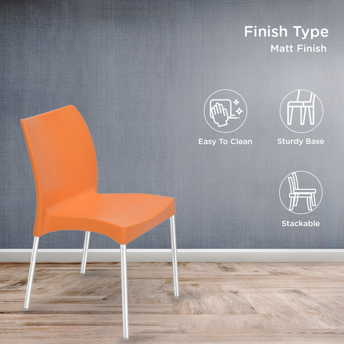 Nilkamal Novella 07 Plastic Armless Chair (Orange) - Nilkamal | VK Furniture & Electronics Mangalore