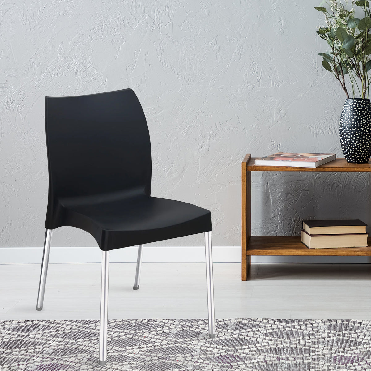 Nilkamal Novella 07 Plastic Armless Chair (Iron Black) — Nilkamal | VK Furniture Mangalore