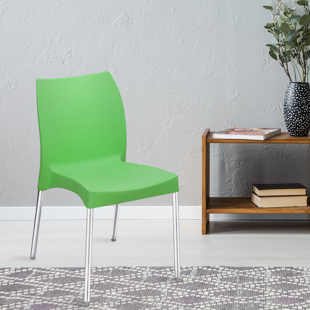 NILKAMAL NOVELLA 07 PLASTIC ARMLESS CHAIR (GREEN) — Nilkamal | VK Furniture Mangalore