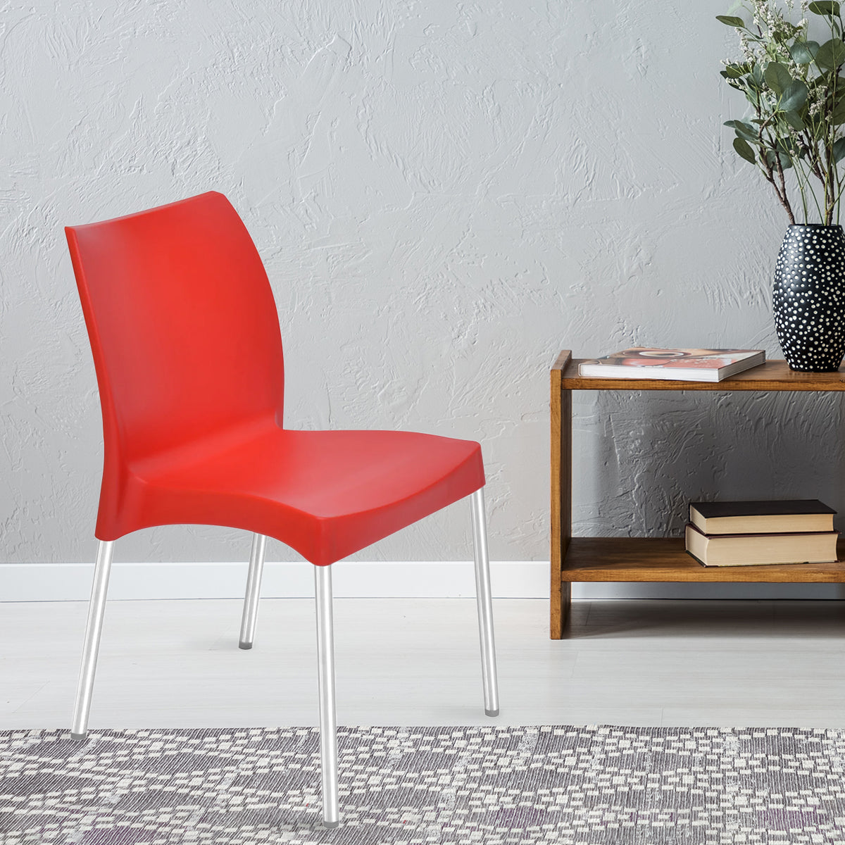 NILKAMAL NOVELLA 07 PLASTIC ARMLESS CHAIR (BRIGHT RED) — Nilkamal | VK Furniture Mangalore