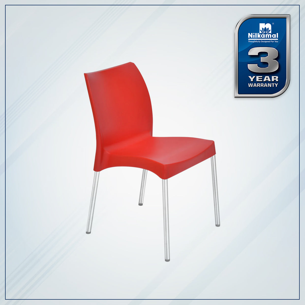 Nilkamal Novella 07 Plastic Armless Chair (Bright Red) - Nilkamal | VK Furniture & Electronics Mangalore