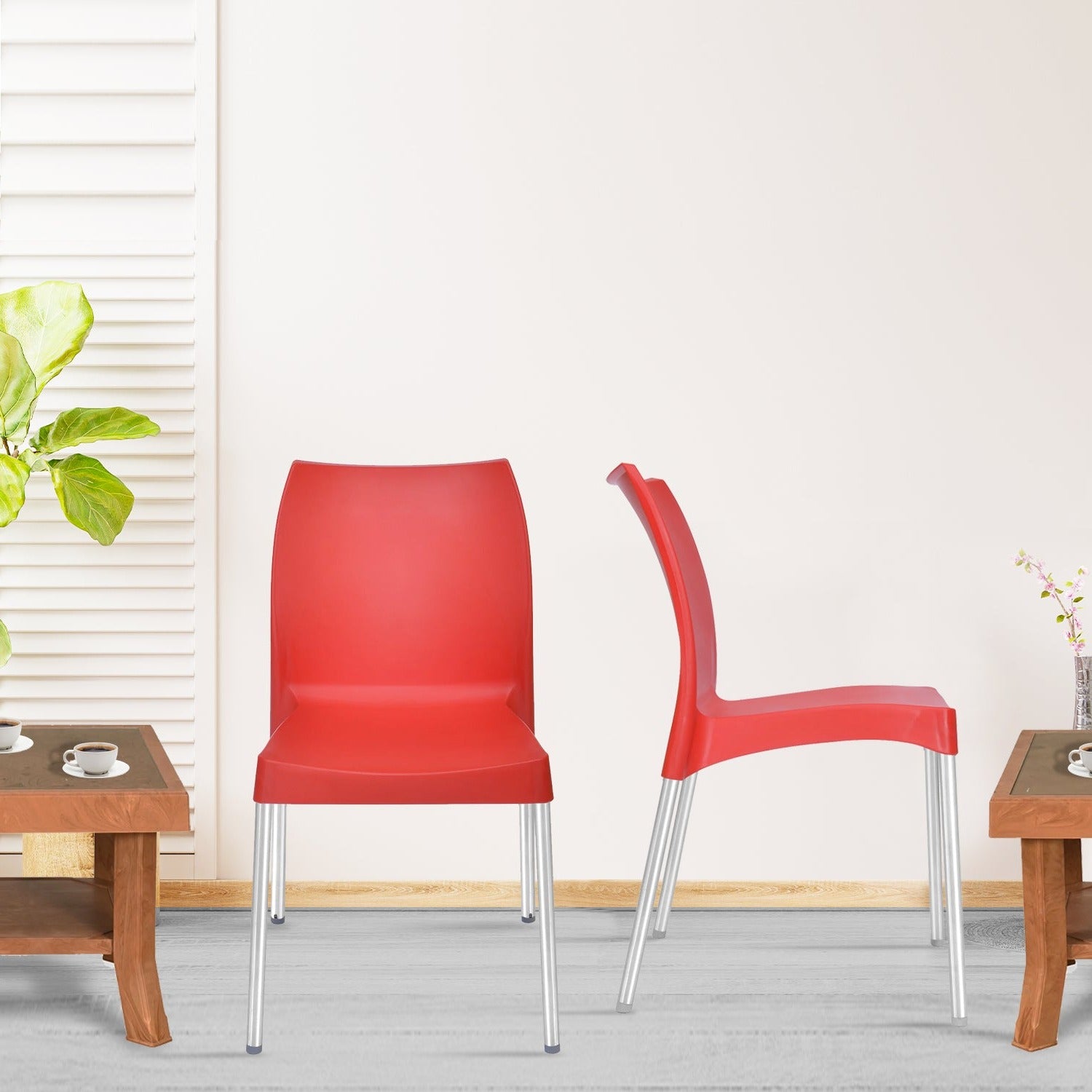 Nilkamal Novella 07 Plastic Armless Chair (Bright Red) - Nilkamal | VK Furniture & Electronics Mangalore