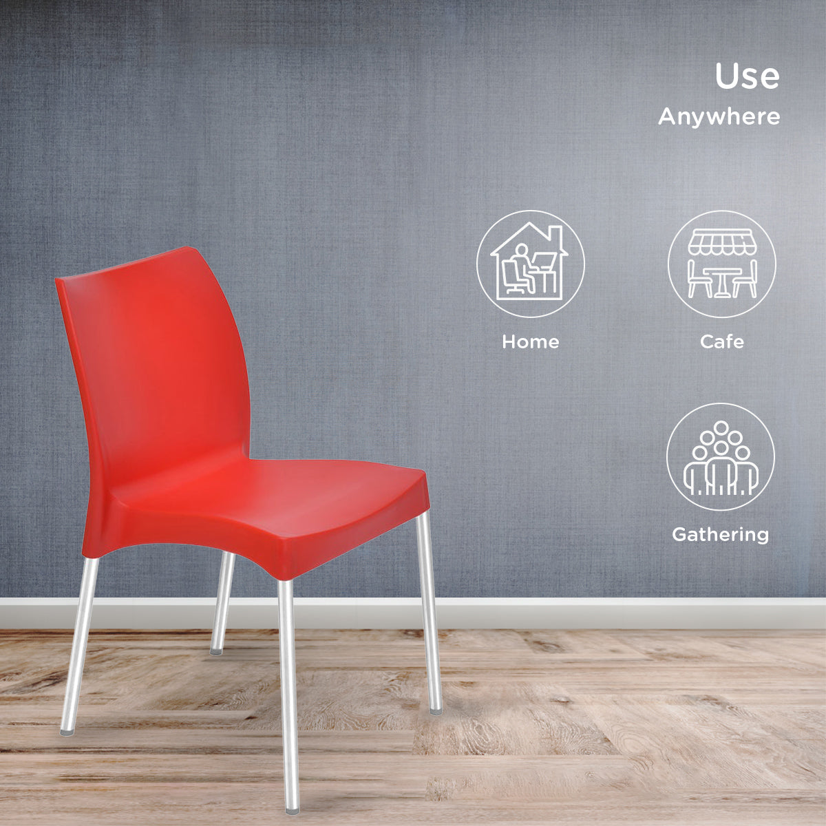 Nilkamal Novella 07 Plastic Armless Chair (Bright Red) - Nilkamal | VK Furniture & Electronics Mangalore
