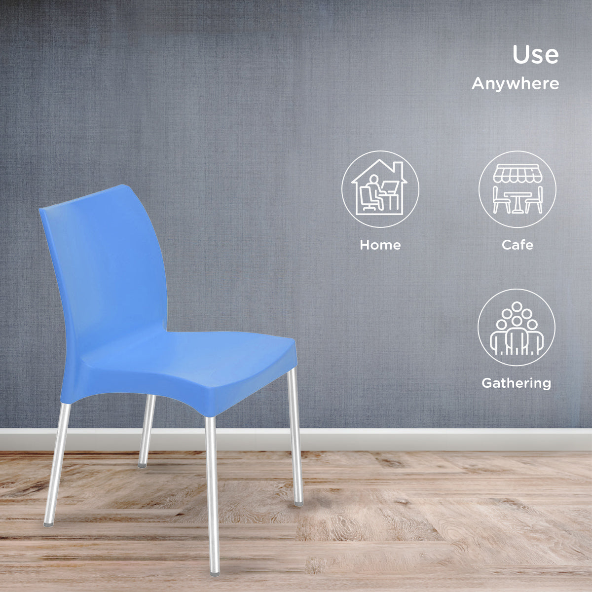 Nilkamal Novella 07 Plastic Armless Chair (Blue) - Nilkamal | VK Furniture & Electronics Mangalore
