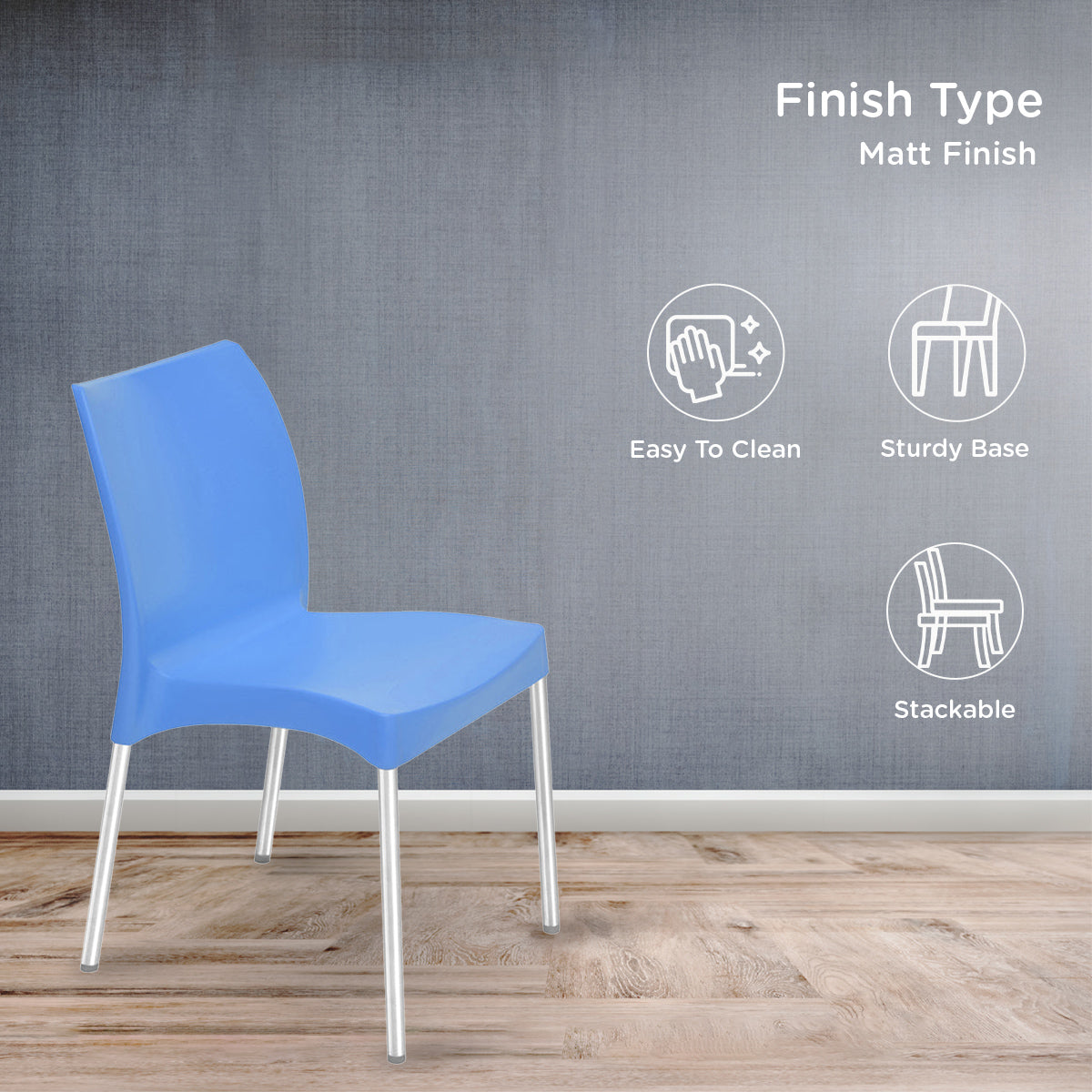 Nilkamal Novella 07 Plastic Armless Chair (Blue) - Nilkamal | VK Furniture & Electronics Mangalore