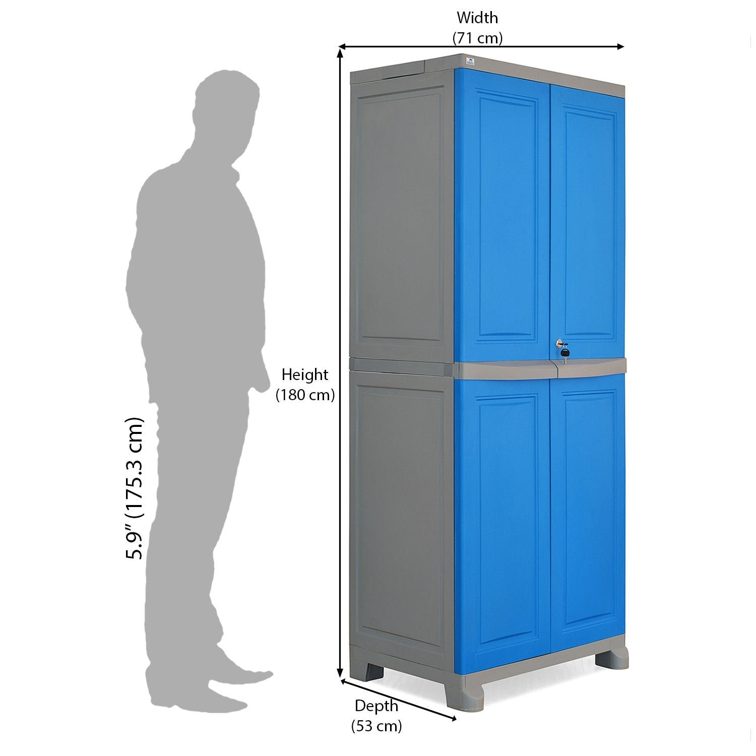 Nilkamal Freedom Big 1 (FB1) Plastic Storage Cabinet (Deep Blue and Grey) - Nilkamal | VK Furniture & Electronics Mangalore