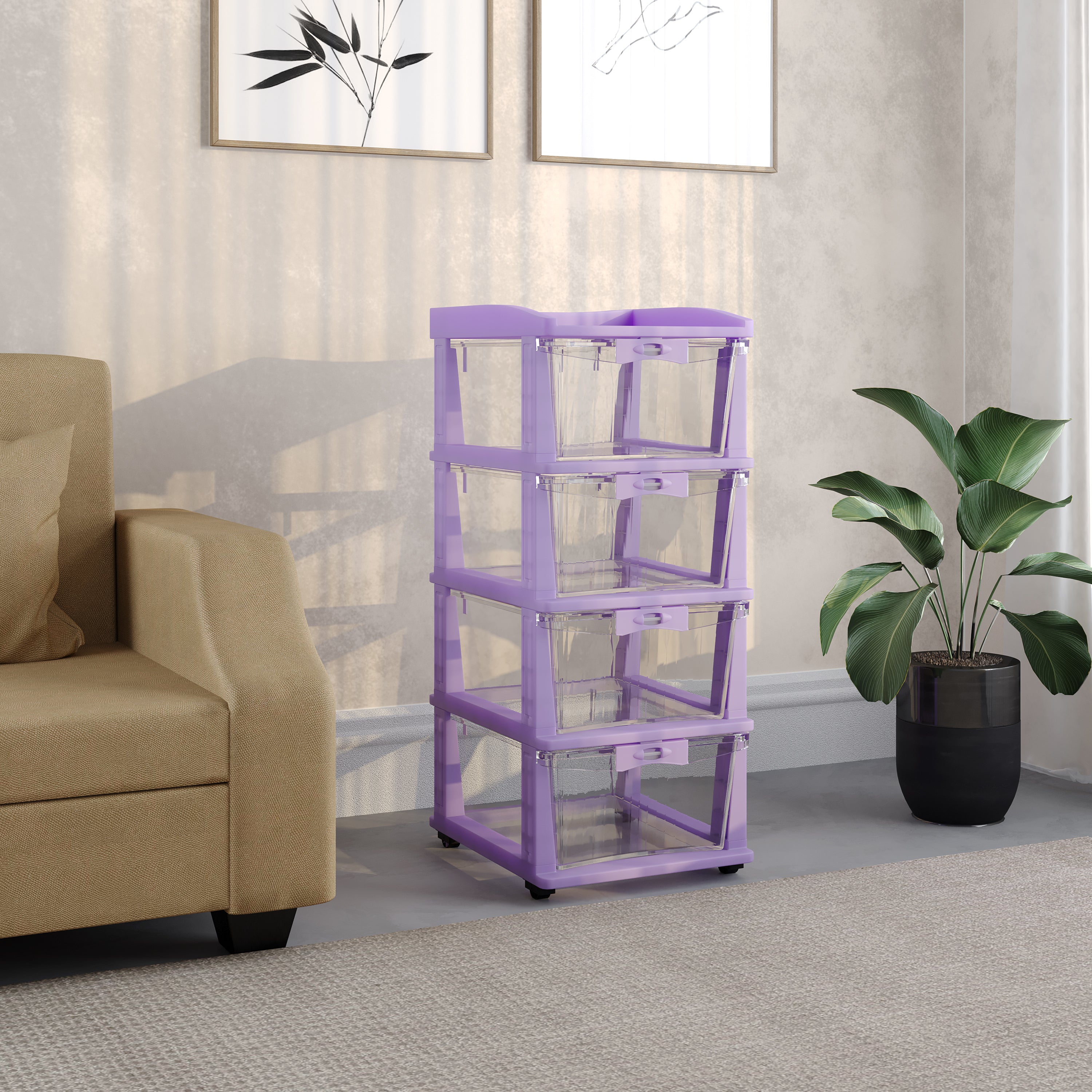 Nilkamal CHTR24 Four Layers Chest of Drawer (Voilet) — Nilkamal | VK Furniture Mangalore