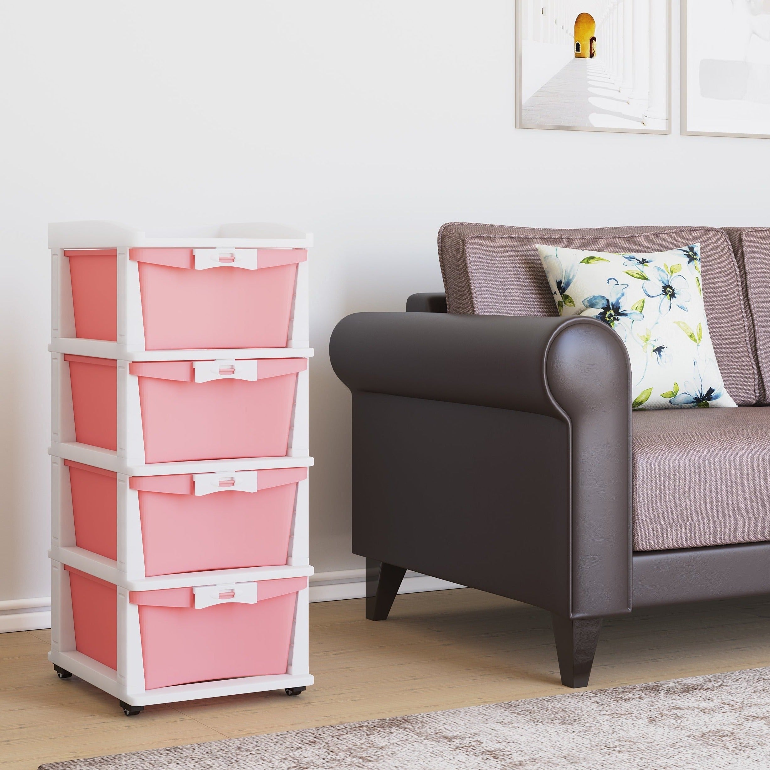 Nilkamal CHTR24 Four Layers Chest of Drawer (Pink and Cream) — Nilkamal | VK Furniture Mangalore