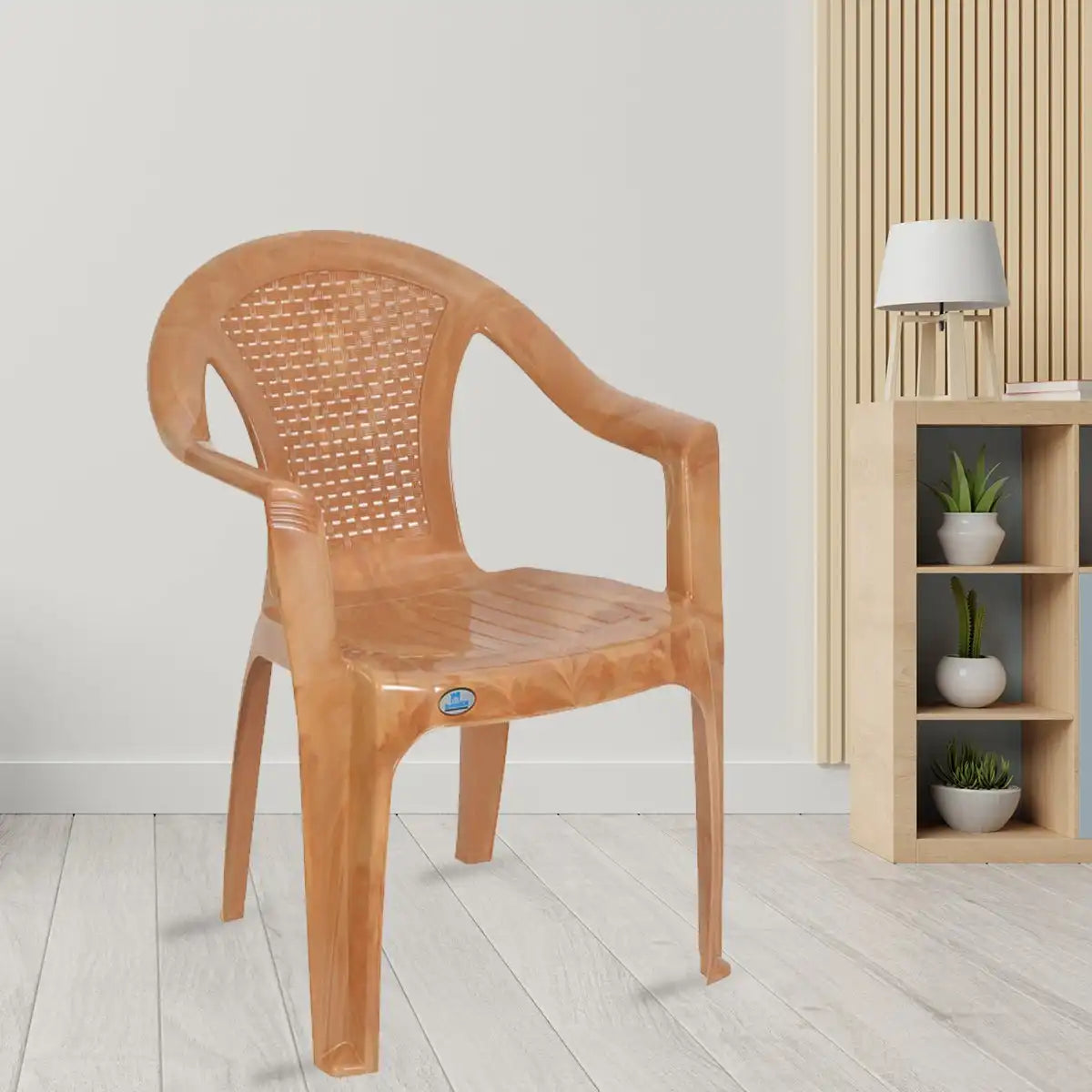 Nilkamal CHR2061 Plastic Arm Chair (Pear Wood) - Nilkamal | VK Furniture & Electronics Mangalore