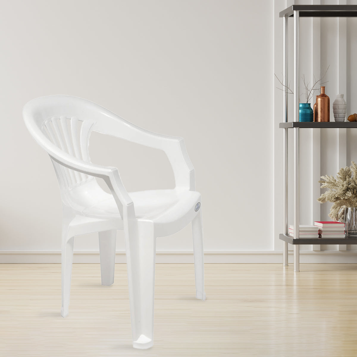 NILKAMAL CHR2101 PLASTIC ARM CHAIR (MILKY WHITE) — Nilkamal | VK Furniture Mangalore