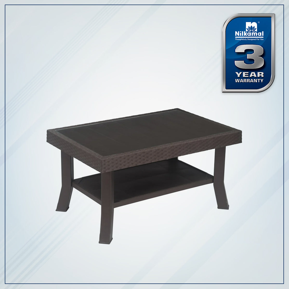 Nilkamal Center Table 1 Cane & Glass (Weather Brown) - Nilkamal | VK Furniture & Electronics Mangalore