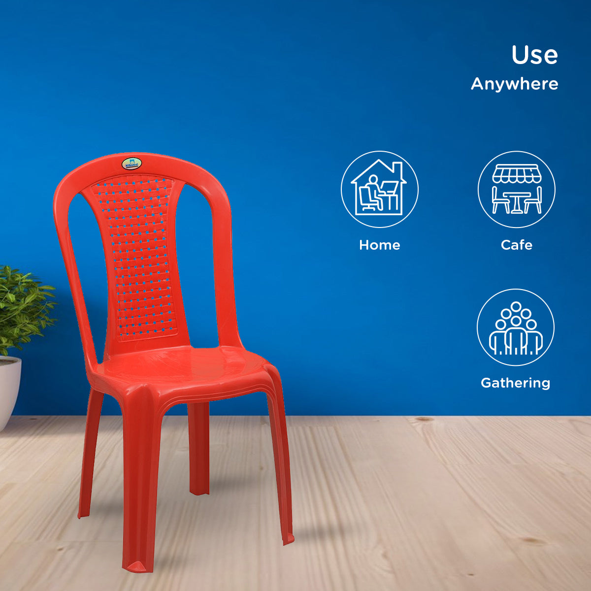 Nilkamal CHR4002 Plastic Armless Chair (Bright Red) - Nilkamal | VK Furniture & Electronics Mangalore