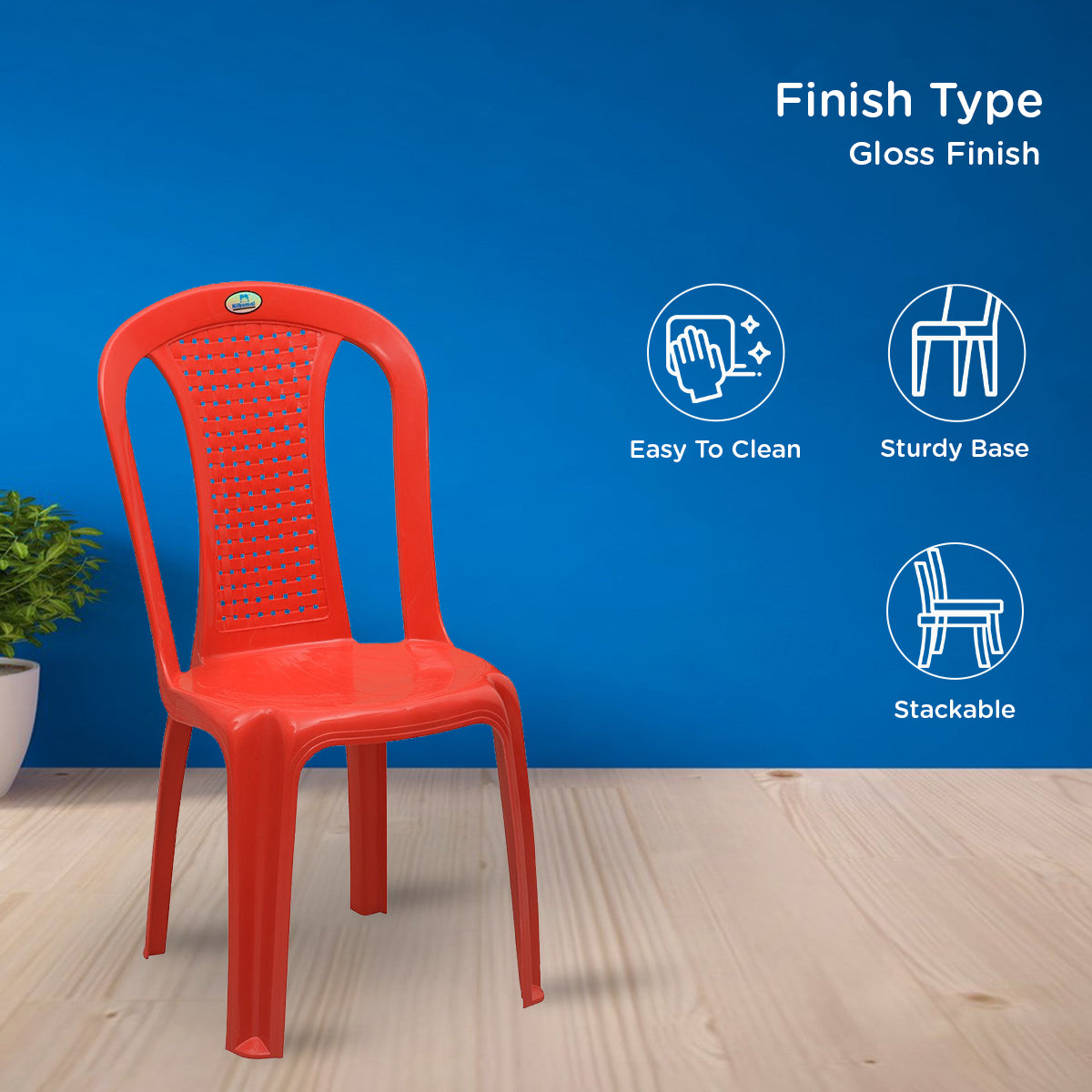 Nilkamal CHR4002 Plastic Armless Chair (Bright Red) - Nilkamal | VK Furniture & Electronics Mangalore