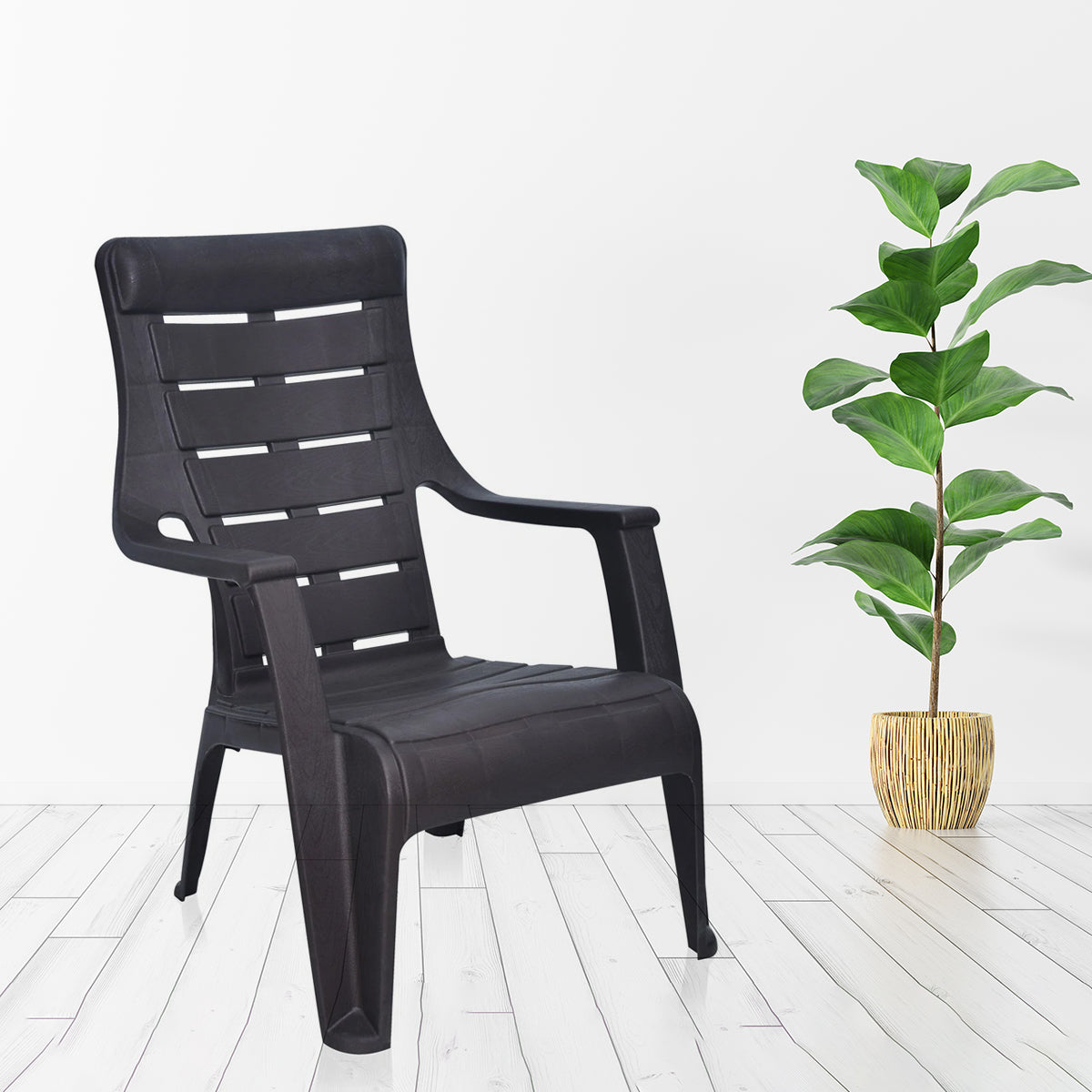 Nilkamal Sunday Plastic Arm Chair (Weather Brown) - Nilkamal | VK Furniture & Electronics Mangalore