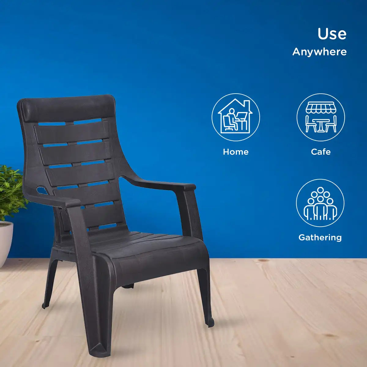 Nilkamal Sunday Plastic Arm Chair (Weather Brown) - Nilkamal | VK Furniture & Electronics Mangalore