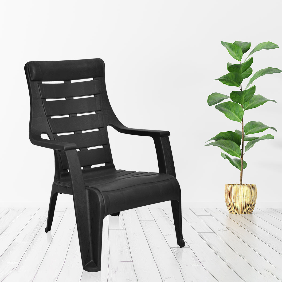Nilkamal Sunday Plastic Arm Chair (Iron Black) - Nilkamal | VK Furniture & Electronics Mangalore
