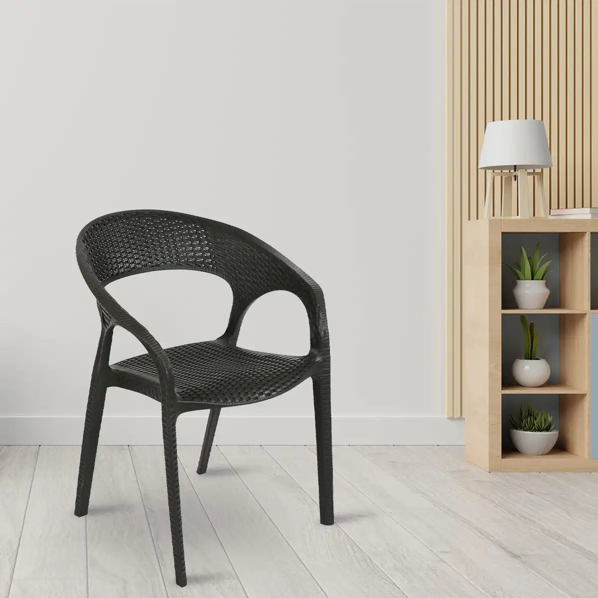 Nilkamal Club Plastic Arm Chair (Charcoal Grey) - Nilkamal | VK Furniture & Electronics Mangalore
